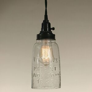 NEW Half Gallon Open Bottom Glass Mason Jar Pendant Lamp Country Light Steampunk
